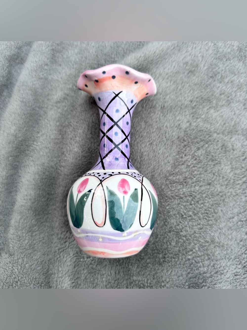 Vintage 1990’s Ashley Collection by Cardinal Inc. - Small Hand Painted Vase